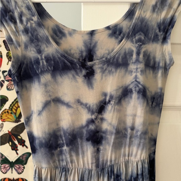 Anthropologie Navy/White Tie Dye High Low Dress - Picture 4 of 5